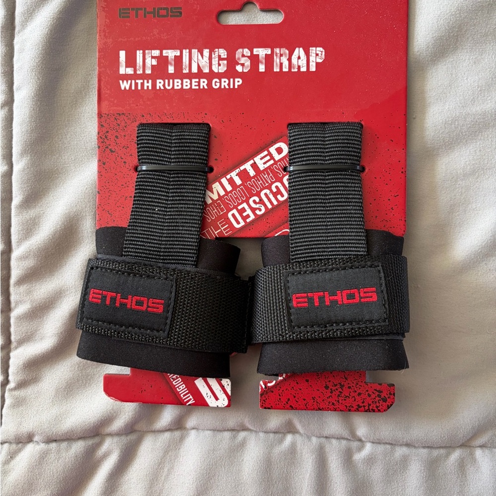 Ethos Black and Red Lifting Straps